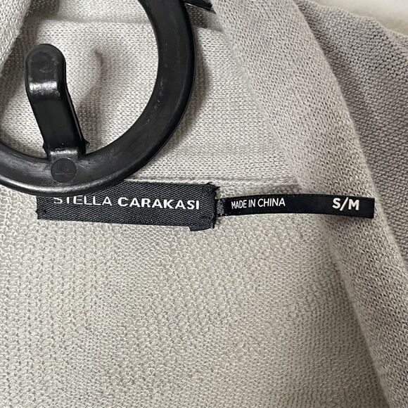 Stella Carakasi Open Front Cardigan S/M Lyocell Cotton Olive Textured Knit - Picture 3 of 11